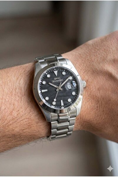 Slazenger 41mm, Luxury Design Men's Wristwatch |   Silver Color Steel Cord, C...