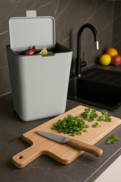 Saatistan Flip 6 LT Banyo Mutfak Tezgah Üstü Çöp Kovası, Şık ve Pratik Kullanım