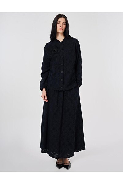 Kayra طقم مكون من قطعتين بنمط زهري مصنوع من القطن بنسبة 100% باللون الأسود