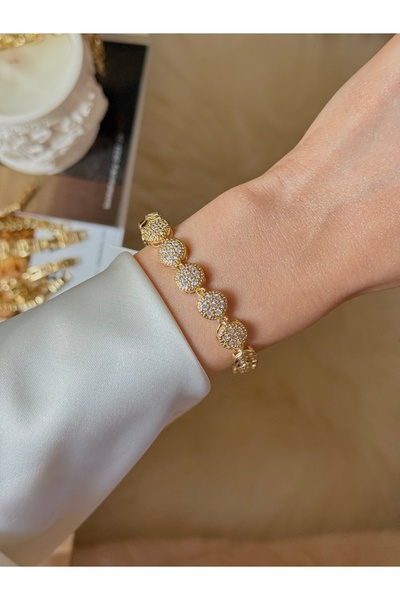 YOUES JEWELRY CM Lüx 14K Altın Renk Premium Kuyumcu Model Bileklik Altın Kapl...