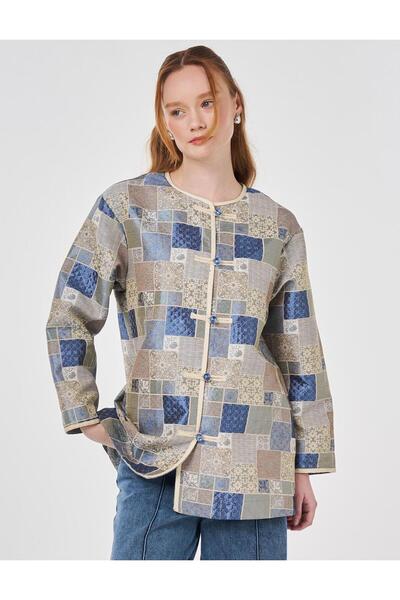 KYR Square Pattern Jacquard Jacket Indigo