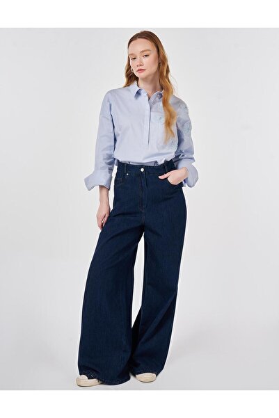 Kayra Wide Leg Denim Trousers Silicone Enzyme Wash