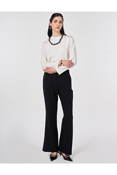 Kayra Basic Spanish Flared Trousers Black