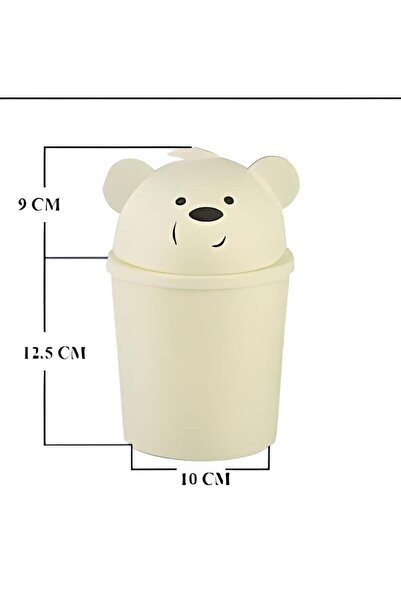 Saatistan Beyaz Minik Ayıcık Çocuk Odası Masaüstü Çöp Kutusu