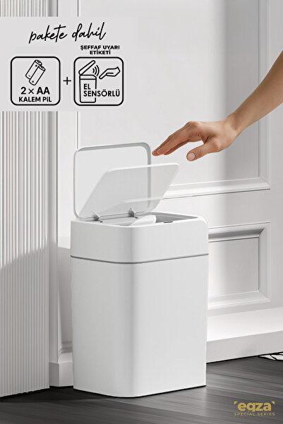 Saatistan 12 Litre Sensörlü Otomatik Çöp Kovası Seti, Pil ve Sensör Etiketi D...