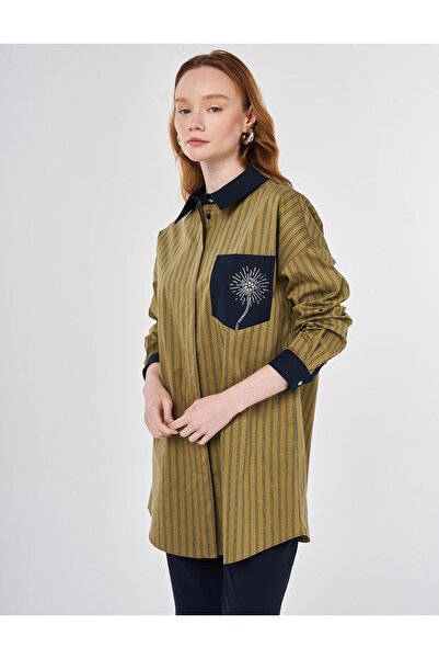 Kayra Single Pocket Cotton Tunic Mustard