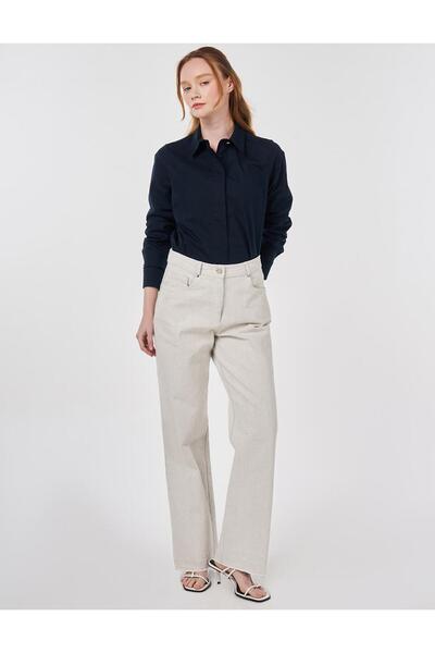 Kayra Straight Fit Denim Trousers Gray