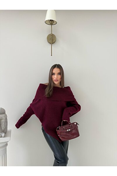 IŞILDA FASHION Madonna Yaka Asimetrik Kazak