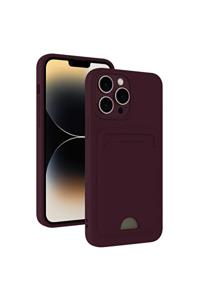 eco port حافظة آيفون 13 برو كلفن سيليكون مع بطاقة عمل - بنفسجي غامق