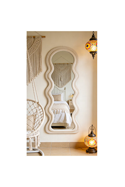 Mtanvxay Mirror Framed Cream White Double Layered 160x60cm for Bedroom Living...