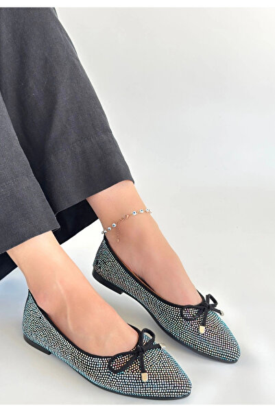 ARMÜZ Sarra Чорні атласні вишиті балетки