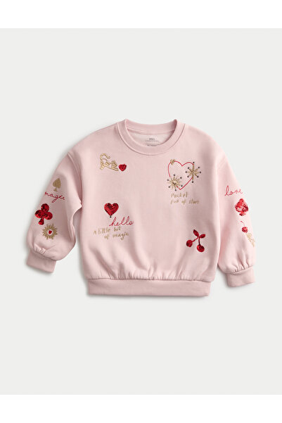 Marks & Spencer Pamuk Karışımlı Desenli Sweatshirt (2-10 Yaş)