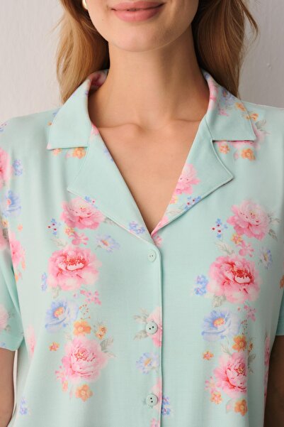 SUWEN Elegant Shirt Collar Pajama Set