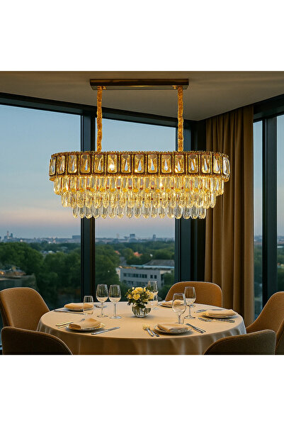 HAMER Modern classic gold crystal chandelier E14*10, size 800*300 mm