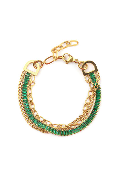 TAAHIRA Alice Green Baguette Chain Bracelet