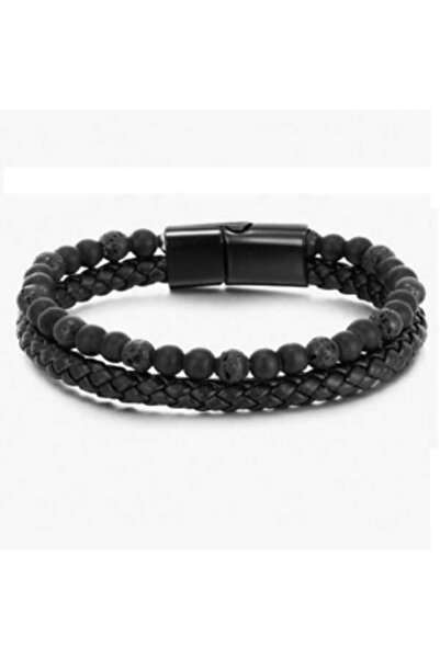 OutfitModa Bratara piele cu pietre naturale