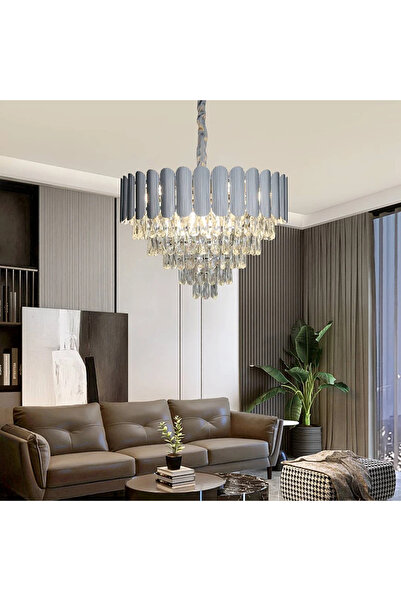HAMER Crystal chandelier with a silver Atlantic shade, 60cm – a European chan...