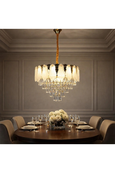 HAMER Modern European-style luxury crystal chandelier in gold – 60 cm size, 9...