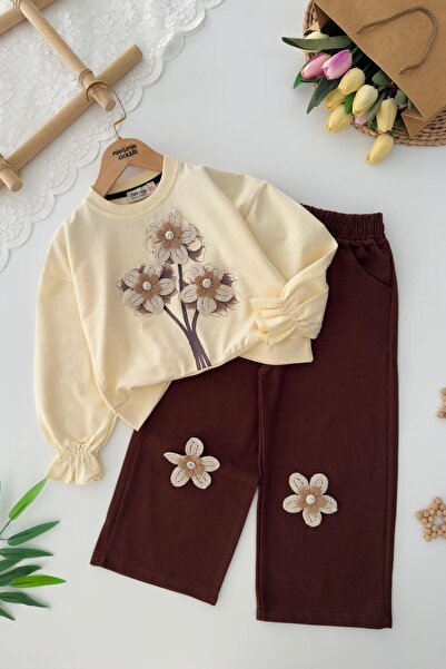 Minigimin Cicileri Set de 2 piese pentru fetițe, tricotat, cu detalii florale...