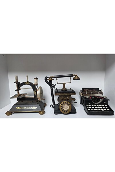 NOSTALJİM Decorative Metal Phone Money Box, Metal Typewriter Money Box, Metal...