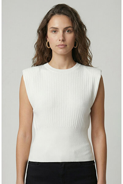 Network Kırıkbeyaz Vatka Detaylı Triko Kazak