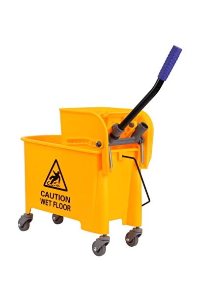 TrentonGCC عربة عصر ممسحة صغيرة سعة 20 لترًا باللون الأصفر - دلو تنظيف صغير ا...