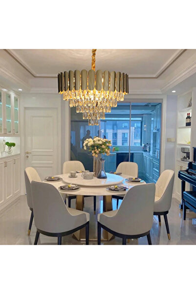 HAMER Luxury European style crystal chandelier, gold color, 9 bulb bases – 60...