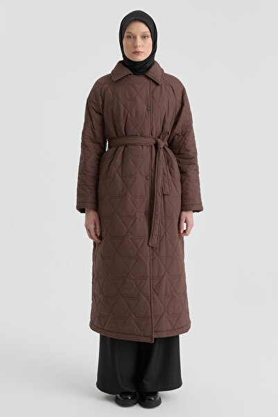 Tuğba Şömizye Yakalı Manto - Kahve