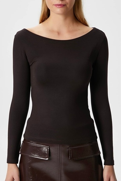 Noi Belis Kayık Kaya Fitted Soft Fabric Knitted Blouse Ss26Bz0001