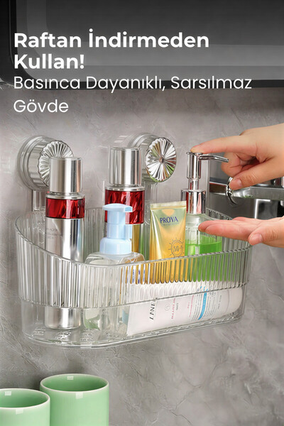ModernEvAksesuar Vantuzlu Vakumlu Şampuanlık & Baharatlık Rafı | Delmeden Mon...