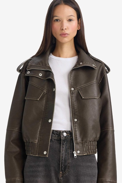 DeFacto Women's Coat G0667Ax/Kh405 Lt.Haki̇