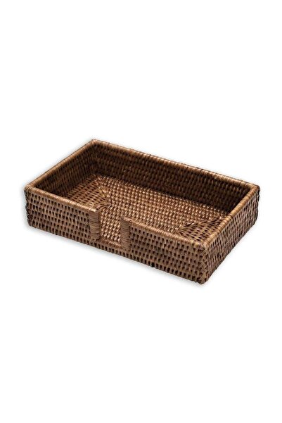 Caspari Rattan Guest Towel Napkin Holder in Dark Natural - 1 Each