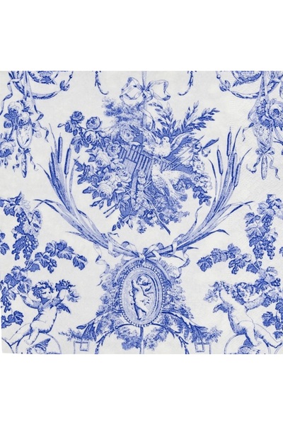 Caspari Romantic Toile Blue Dinner Napkins - 20 Per Package