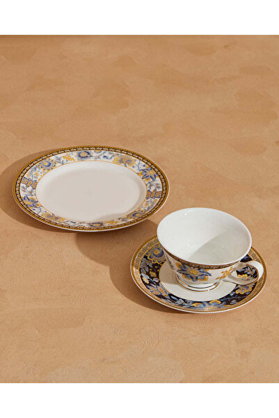 REDTAG طقم إفطار بنقوش زرقاء وذهبية (3 قطع)