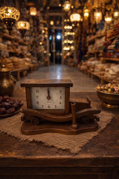 seymenbıçakçılık Ahşap Görünümlü Dekoratif Masa Saati – Nostaljik Hediyelik Saat