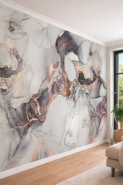 dreamwall 3D Akışkan Mermer Desenli Lüks Tek Parça Tekstil Duvar Kağıdı