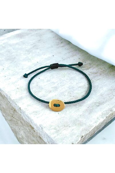 Atelier Çağla Green Thick Thread Button Bracelet