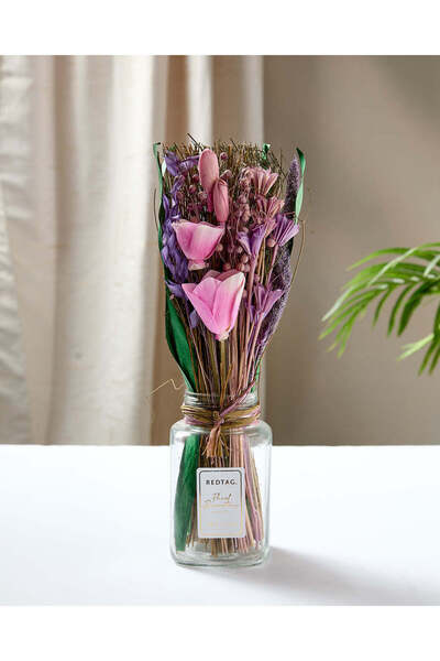 REDTAG Purple Dry Flower Arrangement In Glass Jar