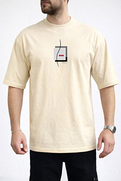 caddekombin Ανδρικό μπλουζάκι Forever με στάμπα κειμένου και λαιμόκοψη σε μπε...