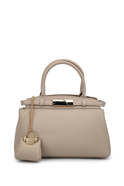 Tamer Tanca حقيبة كتف نسائية من الجلد الصناعي باللون الرمادي الداكن