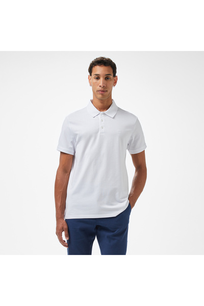 Calvin Klein Smooth Cotton Solid Erkek Beyaz Polo