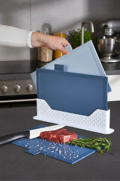 favorin Moi̇ 4-Piece Cutting Board Set with Stand - Multi-Purpose Chopping Bo...