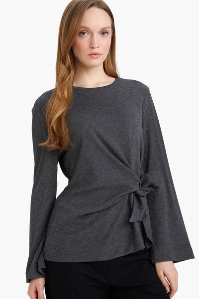 DeFacto Femei tricou G2798AX/AR169 ANTHRA MELANGE