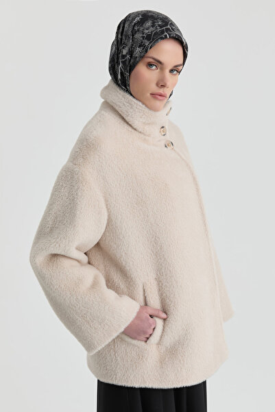 Tuğba Dik Yakalı Mont - Bej