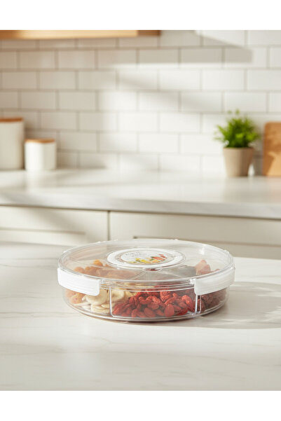 REDTAG صينية تقديم وجبات خفيفة بيضاء مستديرة