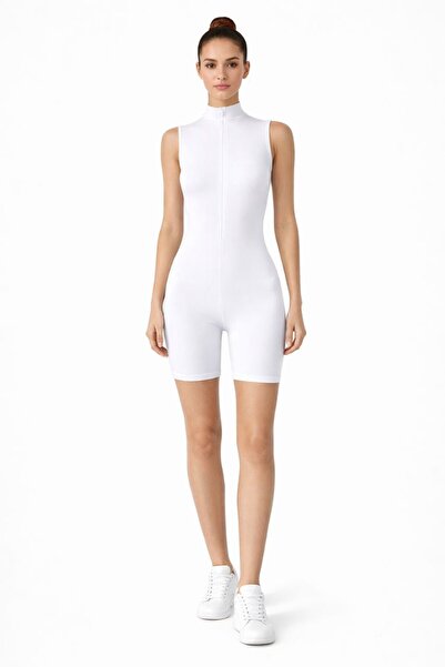 Maison La Femme Women's Sports Swimming Shorts Jumpsuit Swimsuit High Neck Zi...