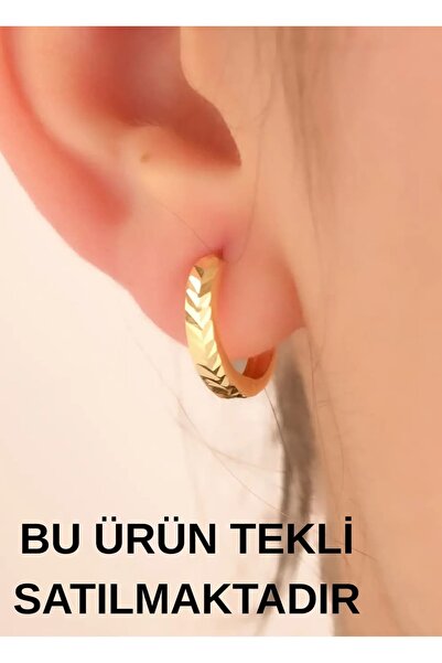 YCL JEWELLERY (TEKLİ) 8 Ayar Altın Kalemli Halka Küpe
