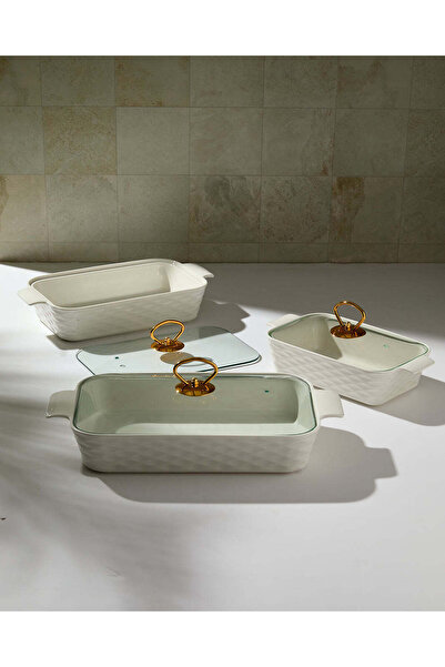 REDTAG أطباق تقديم مستطيلة بيضاء مع غطاء زجاجي (6 قطع)