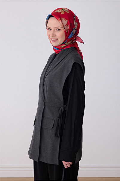 Belli Eșarfă din mătase twill 100% cu model obiecte roșii 4329-83