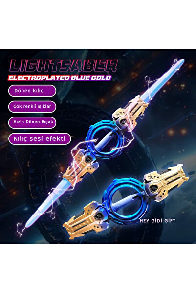 HEY GİDİ GİFT Efektli Işıklı Dönen Oyuncak Kılıç – Teleskopik LED Lazer, Sesl...